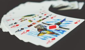 cards on a desk